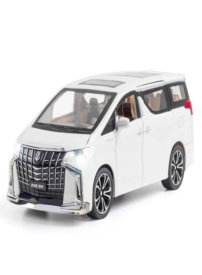 BlackZone Compatible for 1/24 Toyota Alphard Toy Car Metal Pull Back Diecast Car with Openable Door, Sound and Lights, Vehicles Toys for Gift Boys and Girls (White, 1:24 Medium) - Image 1